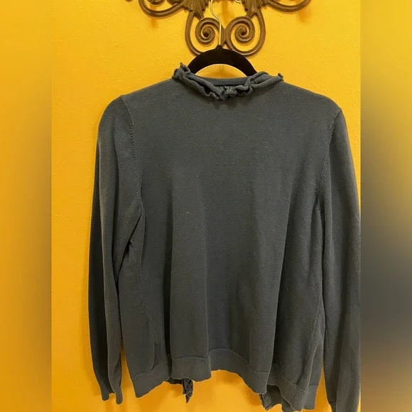 LOFT Dark Blue Ruffle Trim Cardigan - Picture 5 of 5